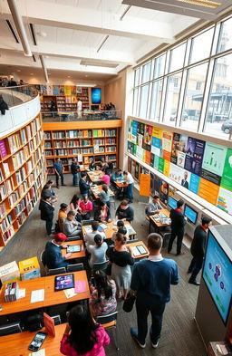 A vibrant and engaging library scene that showcases effective visual communication