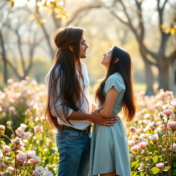 A romantic scene depicting a young couple, Arash and Sara, deeply in love