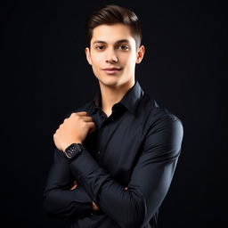A 21-year-old young man wearing a stylish formal shirt, with a confident pose