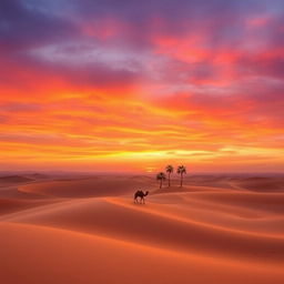 A serene and beautiful desert landscape at sunset