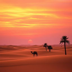 A serene and beautiful desert landscape at sunset