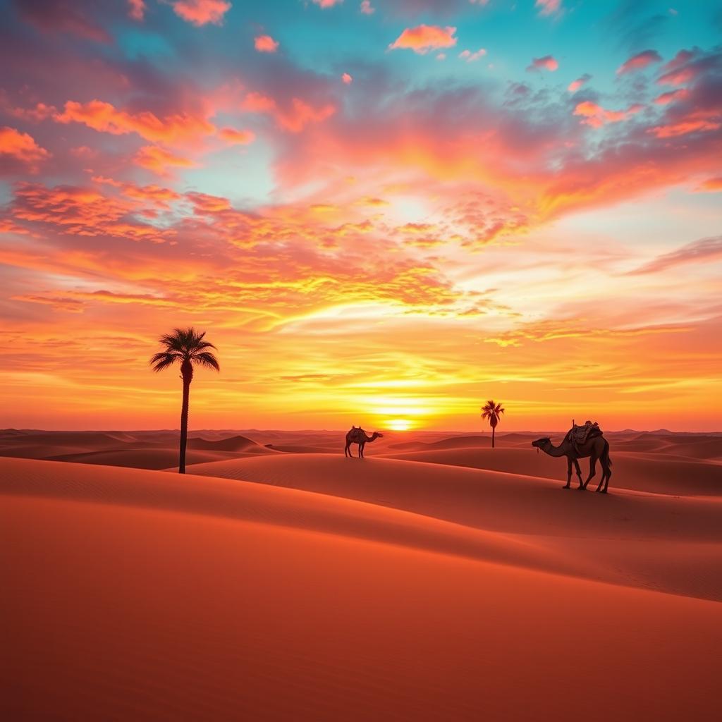 A serene and beautiful desert landscape at sunset