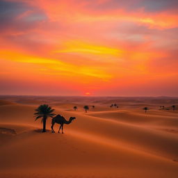 A serene and beautiful desert landscape at sunset