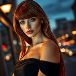 A stunning portrait of a white woman showcasing elegance and sensuality