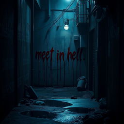 A gritty urban scene featuring a dark, ominous alleyway