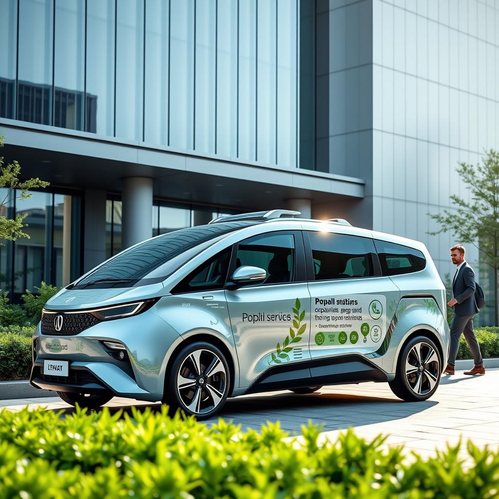 A modern and sleek population administration service vehicle, showcasing innovative design and advanced technology