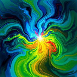 A vibrant abstract art piece representing the concept of 'creation'