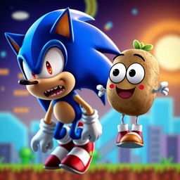 A humorous scene featuring a character resembling Sonic the Hedgehog, styled as Sonic