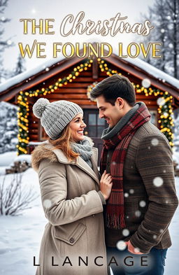A captivating book cover for a romance novel titled 'THE CHRISTMAS WE FOUND LOVE'