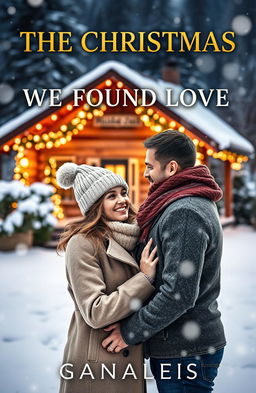 A captivating book cover for a romance novel titled 'THE CHRISTMAS WE FOUND LOVE'
