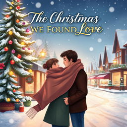 A beautifully illustrated cover for a romance novel titled 'THE CHRISTMAS WE FOUND LOVE'