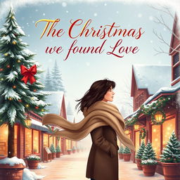 A beautifully illustrated cover for a romance novel titled 'THE CHRISTMAS WE FOUND LOVE'