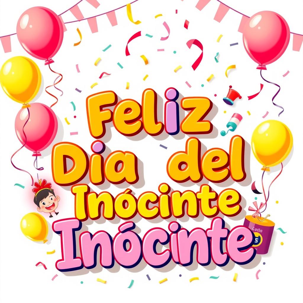 A festive and colorful digital artwork celebrating 'Feliz Día del Inocente'