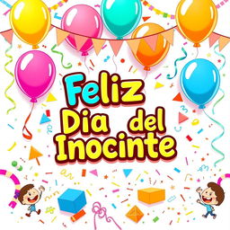 A festive and colorful digital artwork celebrating 'Feliz Día del Inocente'