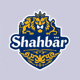 A logo design for a football team named 'Shahbar', featuring elements inspired by the grandeur of the Achaemenid Empire