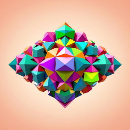 An artistic representation of new micro-shapes formed by disassembling and rearranging various geometric shapes such as squares, triangles, circles, and polygons