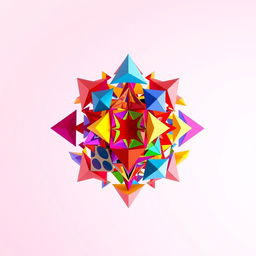 An artistic representation of new micro-shapes formed by disassembling and rearranging various geometric shapes such as squares, triangles, circles, and polygons