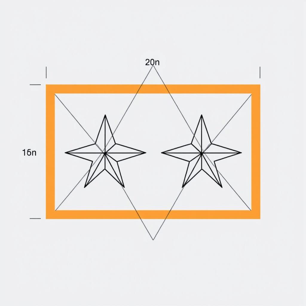 A schematic diagram of a dual star frame design, showcasing two star shapes intricately connected within a framework