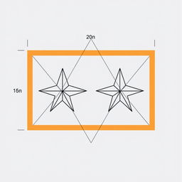 A schematic diagram of a dual star frame design, showcasing two star shapes intricately connected within a framework