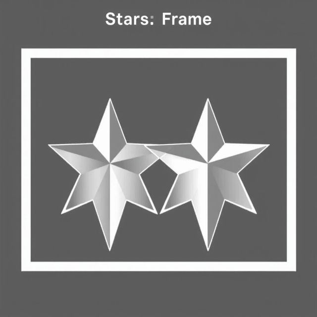 A schematic diagram of a dual five-pointed star frame design, featuring two interlinked five-point stars within a well-defined structural framework