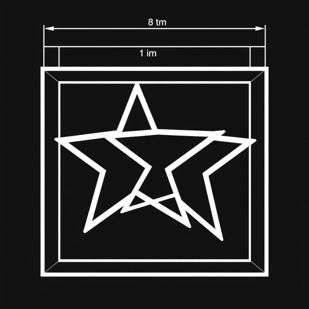 A schematic diagram of a dual five-pointed star frame design, featuring two interlinked five-point stars within a well-defined structural framework