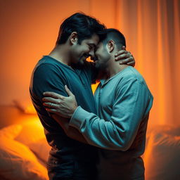 An artistic interpretation of a couple engaged in a consensual intimate moment, exploring their trust and connection