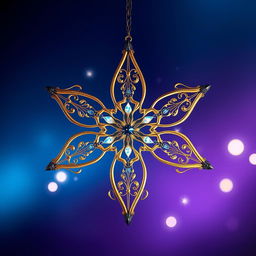 A beautiful and intricate three-dimensional star frame with five branches, each branch elegantly designed with filigree patterns
