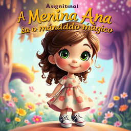 A vibrant and whimsical ebook cover titled 'A Menina Ana e o Mundo Mágico'