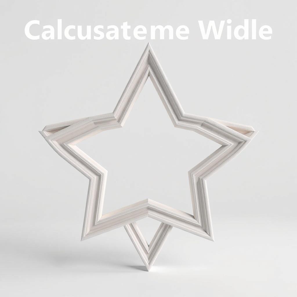 A detailed 3D rendering of a five-pointed star frame, designed to calculate frame width