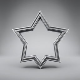 A detailed 3D rendering of a five-pointed star frame, designed to calculate frame width