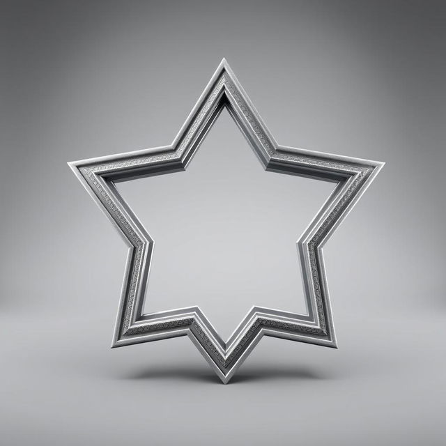 A detailed 3D rendering of a five-pointed star frame, designed to calculate frame width