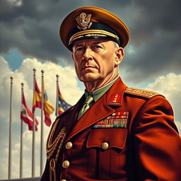 A detailed and engaging portrait of a military general in full dress uniform