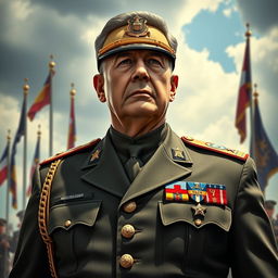 A detailed and engaging portrait of a military general in full dress uniform