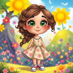 A vibrant and whimsical illustration featuring a cute and captivating girl named Ana, depicted in a Disney Pixar style