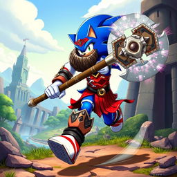 An incredible fusion character that combines elements of Sonic the Hedgehog and Kratos from God of War
