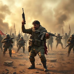 Ibrahim, a heroic soldier with exemplary courage, stands resolutely alone against a formidable force of enemy troops