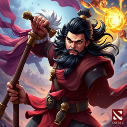 An artistic representation of Chen from Dota 2, with the iconic face of Che Guevara