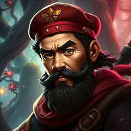 A striking portrait of the Dota 2 hero Chen, but with the facial features of Ernesto Che Guevara