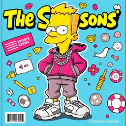 A colorful and dynamic cover featuring a cartoon character inspired by The Simpsons