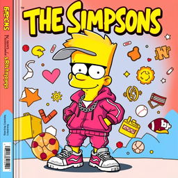 A colorful and dynamic cover featuring a cartoon character inspired by The Simpsons