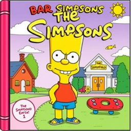 A vibrant cover illustration featuring Bart Simpson as a cute cartoon character, with his iconic spiky yellow hair, mischievous grin, and blue shorts