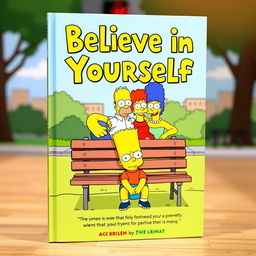 A book cover featuring a cartoon-style illustration of a sad Bart Simpson sitting alone on a park bench, looking dejected