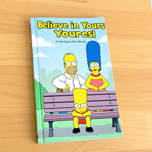 A book cover featuring a cartoon-style illustration of a sad Bart Simpson sitting alone on a park bench, looking dejected