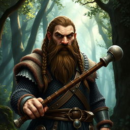 A dwarf cleric devoted to Marthammor Duin, showcasing a broken nose