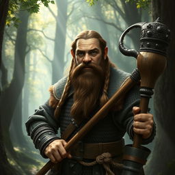 A dwarf cleric devoted to Marthammor Duin, showcasing a broken nose