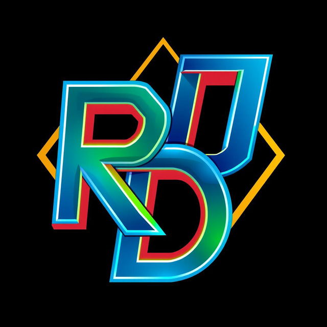 A stylized and artistic representation of the letters 'R' and 'D' intertwined in a creative design