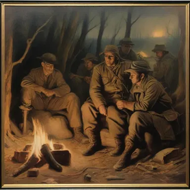 The painting portrayed a group of Yankee soldiers resting by a campfire, capturing the emotions and hardships of war through art.