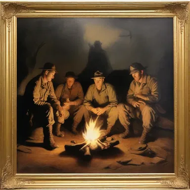 The painting portrayed a group of Yankee soldiers resting by a campfire, capturing the emotions and hardships of war through art.