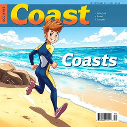 Detailed anime-style cover art for an educational science magazine issue titled 'Coasts'