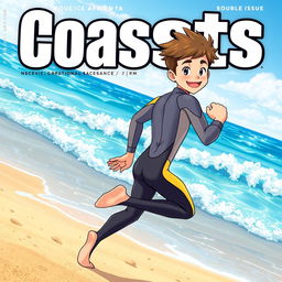 Detailed anime-style cover art for an educational science magazine issue titled 'Coasts'